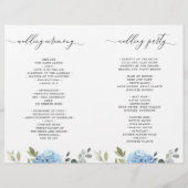 Elegant Blue Hydrangea huwelijksceremonie programm (Achterkant)