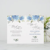 Elegant Blue Hydrangea huwelijksceremonie programm (Staand voorkant)