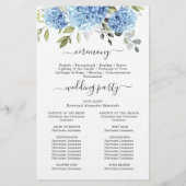 Elegant Blue Hydrangea huwelijksceremonie programm (Achterkant)