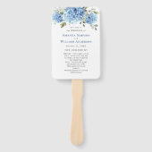 Elegant Blue Hydrangea huwelijksceremonie programm Handwaaier (Voorkant)