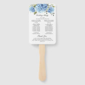 Elegant Blue Hydrangea huwelijksceremonie programm Handwaaier (Achterkant)
