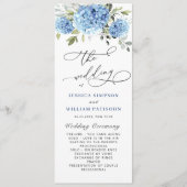 Elegant Blue Hydrangea huwelijksceremonie programm Programmakaart (Voorkant)