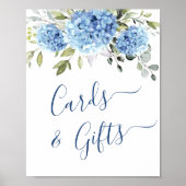 Elegant Blue Hydrangea Kaarten en geschenken bruil Poster (Voorkant)