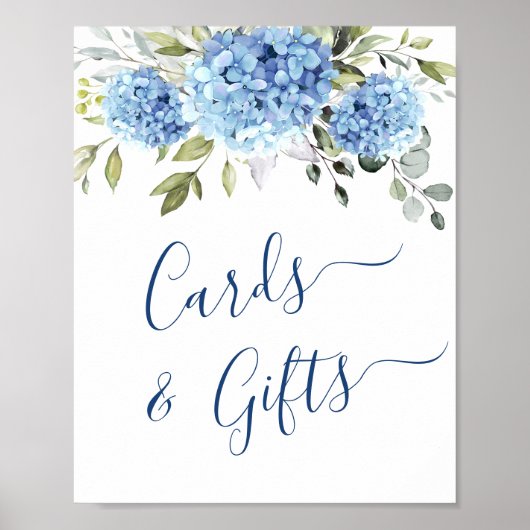 Elegant Blue Hydrangea Kaarten en geschenken bruil Poster (Voorkant)