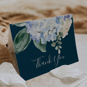 Elegant Blue Hydrangea   Lege marine - Hartelijk d Bedankkaart