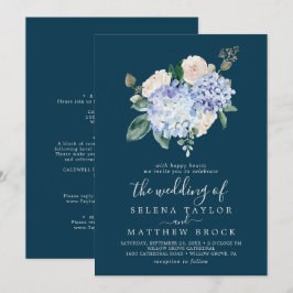 Elegant Blue Hydrangea | marine all in one Wedding Kaart