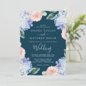 Elegant Blue Hydrangea | marineweddenschap Kaart (Staand voorkant)