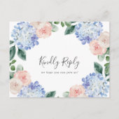 Elegant Blue Hydrangea Menu Keuze RSVP Briefkaart (Voorkant)