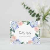 Elegant Blue Hydrangea Menu Keuze RSVP Briefkaart (Staand voorkant)