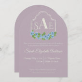 Elegant Blue Hydrangea Monogram Crest Baby shower Kaart (Voorkant / Achterkant)