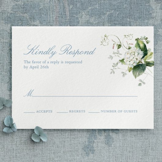 Elegant Blue Hydrangea Monogram Respons Kaart