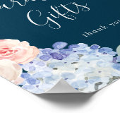 Elegant Blue Hydrangea Navy Cards and Gifts Sign Poster (Hoek)