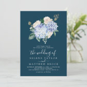 Elegant Blue Hydrangea | Navy the Wedding of Kaart (Staand voorkant)