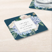Elegant Blue Hydrangea Navy Wedding Kartonnen Onderzetters (Schuin)