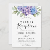 Elegant Blue Hydrangea | Ontvangst van witte bruil Kaart (Voorkant)