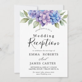 Elegant Blue Hydrangea | Ontvangst van witte bruil Kaart