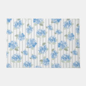 Elegant Blue Hydrangea Pattern Gray Stripe  Deurmat (Voorkant)