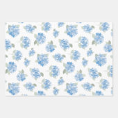 Elegant Blue Hydrangea Pattern Gray Stripe  Inpakpapier Vel (Voorkant 2)