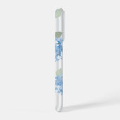 Elegant Blue Hydrangea Pattern Gray Stripe  iPhone Hoesje (Rechterkant)