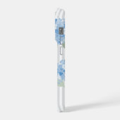 Elegant Blue Hydrangea Pattern Gray Stripe  iPhone Hoesje (Linkerkant)