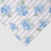Elegant Blue Hydrangea Pattern Gray Stripe  Tissuepapier (Detail)