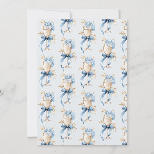 Elegant Blue Hydrangea Prosecco Bow Vrijgezellenfe Kaart (Achterkant)
