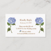 Elegant Blue Hydrangea QR Code RSVP Enclosure Kaar Plaatskaartje (Voorkant)