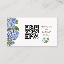 Elegant Blue Hydrangea QR Code RSVP Enclosure Kaar