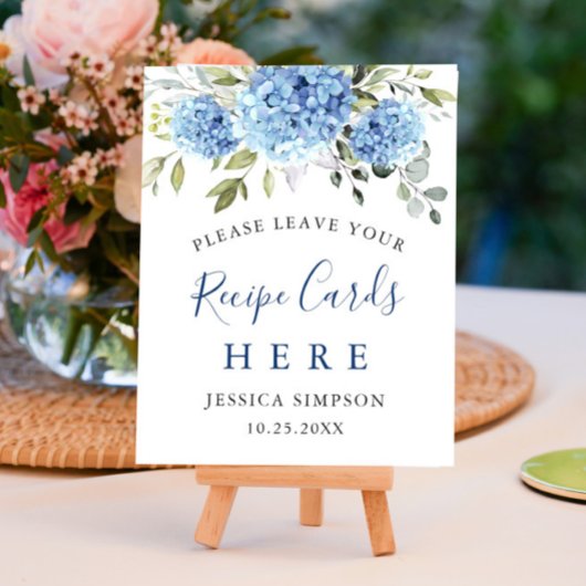 Elegant Blue Hydrangea Recept Kaarten Vrijgezellen Poster