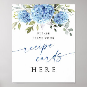 Elegant Blue Hydrangea Recept Kaarten Vrijgezellen Poster