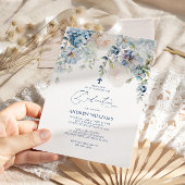 Elegant Blue Hydrangea & Rozen Dedication Kaart