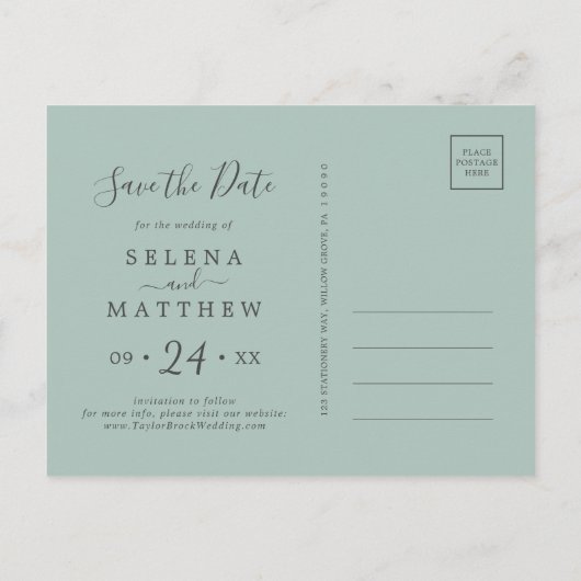 Elegant Blue Hydrangea Save the Date Briefkaart (Achterkant)