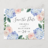 Elegant Blue Hydrangea Save the Date Briefkaart (Voorkant)