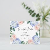 Elegant Blue Hydrangea Save the Date Briefkaart (Staand voorkant)