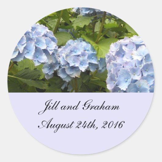 Elegant Blue Hydrangea Save the Date Ronde Sticker (Voorkant)