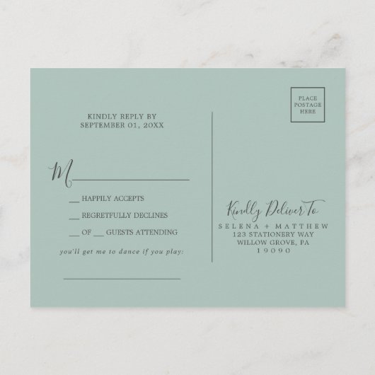 Elegant Blue Hydrangea Song Request RSVP Briefkaar Uitnodiging Briefkaart (Achterkant)