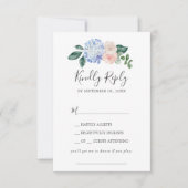 Elegant Blue Hydrangea Song Request RSVP Card (Voorkant)