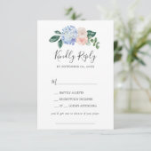 Elegant Blue Hydrangea Song Request RSVP Card Kaartje (Staand voorkant)