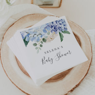 Elegant Blue Hydrangea Spring Floral Baby shower Servet