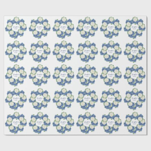 Elegant Blue Hydrangea Summer Spring Baby shower Cadeaupapier (Vlak)