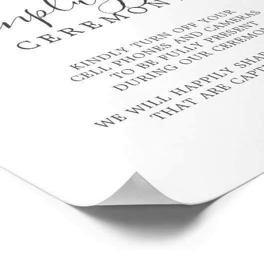 Elegant Blue Hydrangea Unplugged Ceremony Sign Poster (Hoek)