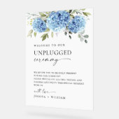 Elegant Blue Hydrangea Unplugged huwelijksceremoni Acryl Bord (Hoek)