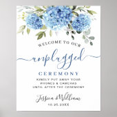 Elegant Blue Hydrangea Unplugged huwelijksceremoni Poster (Voorkant)