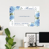 Elegant Blue Hydrangea Vrijgezellenfeest Photo Pro Poster (Thuiskantoor)