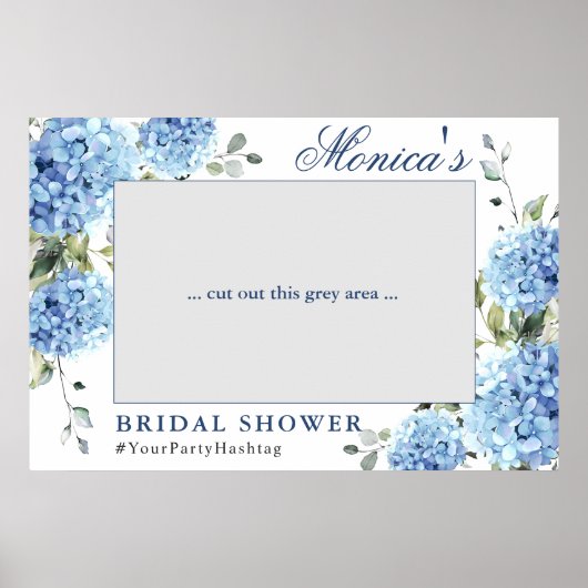 Elegant Blue Hydrangea Vrijgezellenfeest Photo Pro Poster (Voorkant)