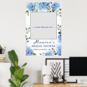 Elegant Blue Hydrangea Vrijgezellenfeest Photo Pro Poster (Thuiskantoor)