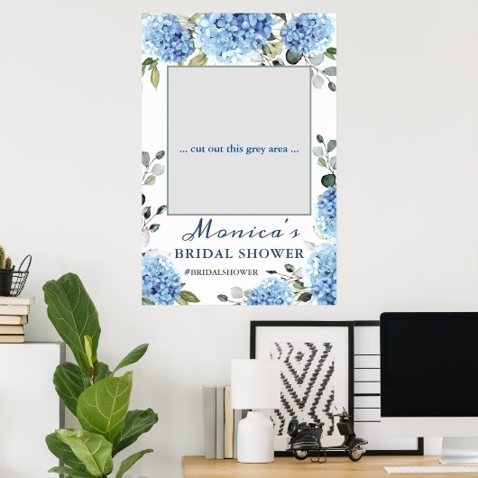 Elegant Blue Hydrangea Vrijgezellenfeest Photo Pro Poster (Thuiskantoor)