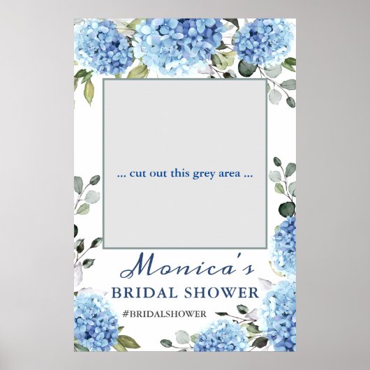 Elegant Blue Hydrangea Vrijgezellenfeest Photo Pro Poster (Voorkant)