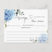 Elegant Blue Hydrangea Vrijgezellenfeest Recept Ka Briefkaart (Voorkant)