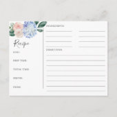 Elegant Blue Hydrangea Vrijgezellenfeest Recipe Ka Briefkaart (Voorkant)